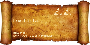 Lux Lilla névjegykártya